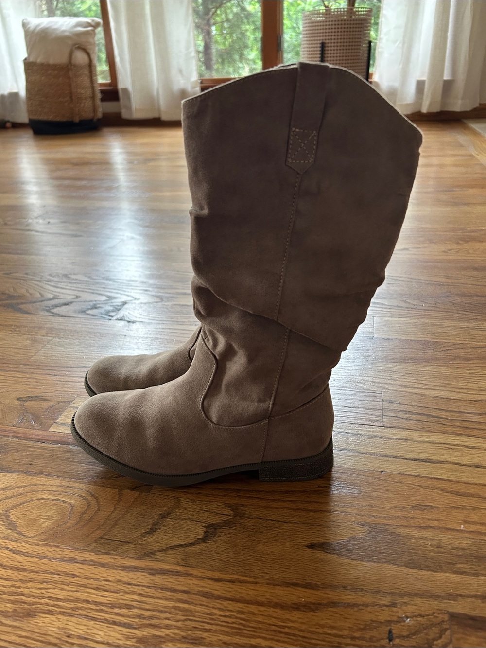 Crown Vintage Taupe Slouchy Knee-High Suede Boots